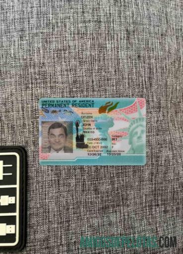 Novo Green Card dos EUA, Residente Permanente 2023 Photolook FRONT exemplo